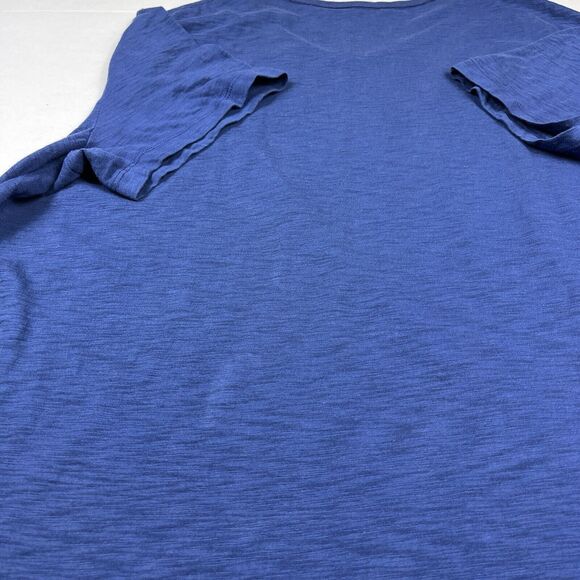 Vince Mens V-Neck Cotton T-Shirt Blue Plain Short Sleeve Top Basic Tee XL FLAW - Picture 11 of 11